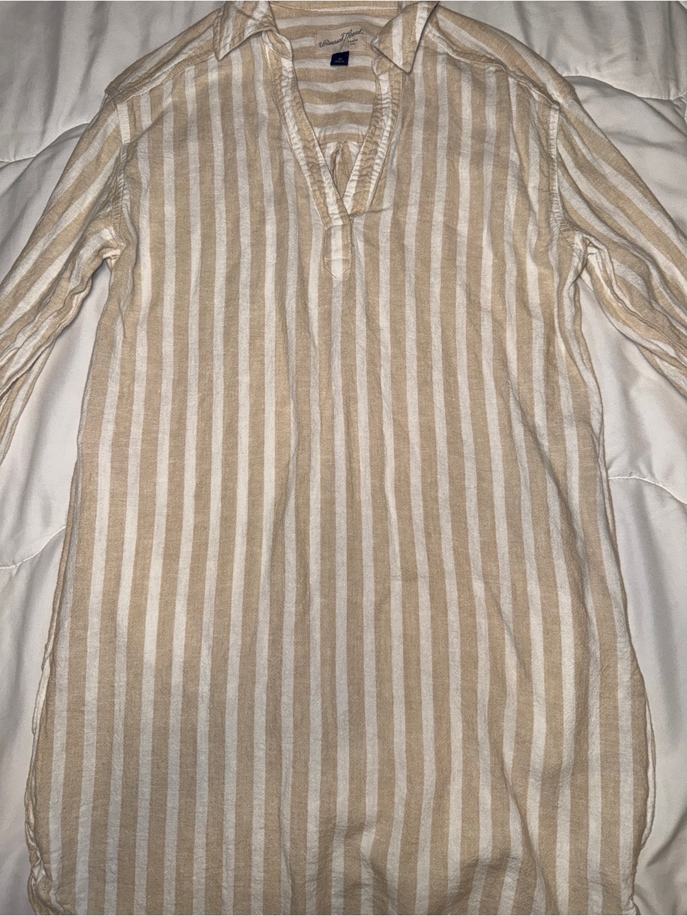 Universal Thread Beige & White linen Striped Swim Coverup dress